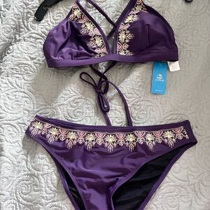 Cupshe Purple Embroidered Bikini